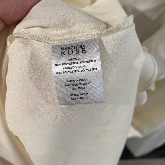 Marchesa Rose White Ivory Chiffon Long Sleeve Ruffle Dress Large - Picture 4 of 5